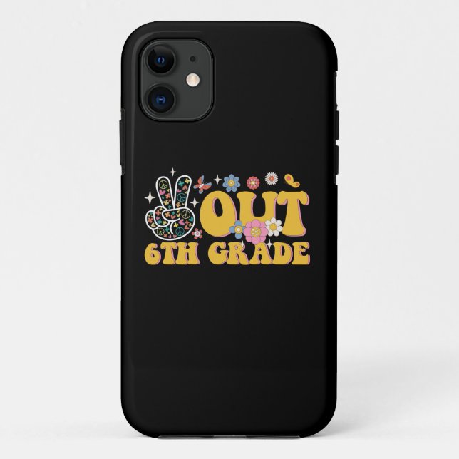 Peace Out 6th Grade Groovy Last Day Of School Case-Mate iPhone Case (Back)