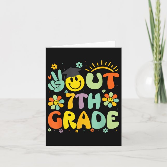 Peace Out 7th Grade Cl Of 2025 Goodbye Graduation  Card (Front)