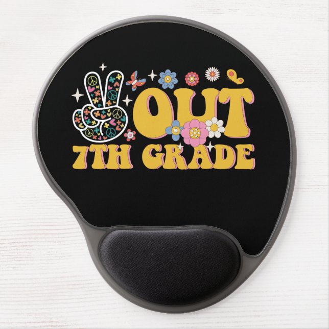 Peace Out 7th Grade Groovy Last Day Of School Gel Mouse Pad (Front)