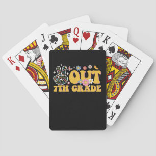 Peace Out 7th Grade Groovy Last Day Of School Poker Cards