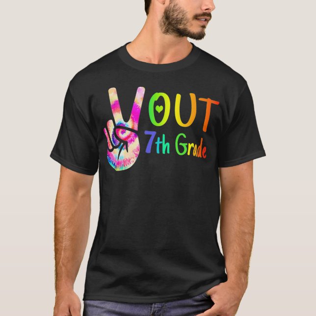 Peace Out 7th Grade Tie Dye Graduation Class Of 20 T-Shirt (Front)
