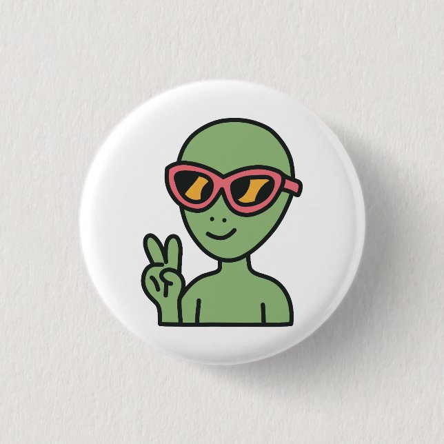 Peace Out Alien Button (Front)