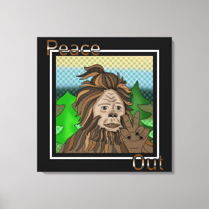 Peace Out   Bigfoot Sasquatch Pop Art Canvas Print