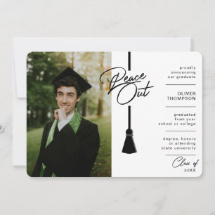 Peace Out Black Tassel Covid Photo Graduation Announcement