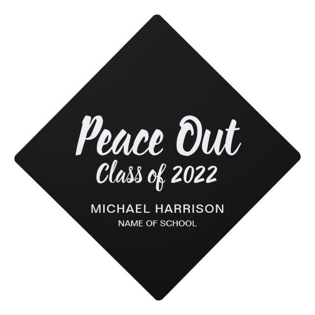 Peace Out Class of 2022 Graduation Cap Topper (Front)