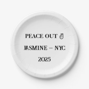 Peace Out Custom Plates– Farewell Party Decoration Paper Plates