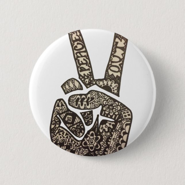 "Peace Out" Design Pinback Button (Front)
