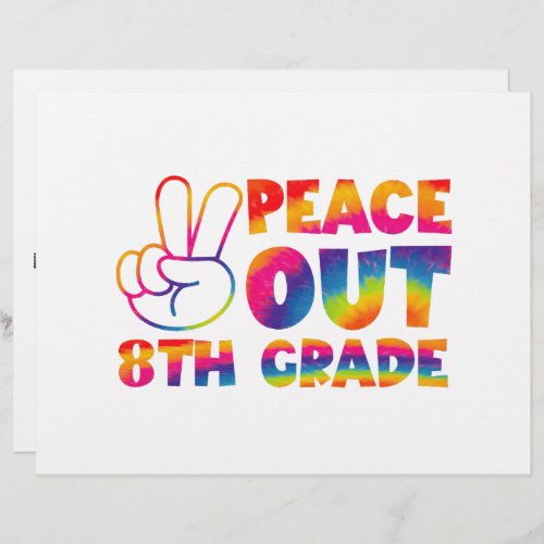 Peace Out Eighth Grade Tie Dye Last Day 8th Grade  Letterhead