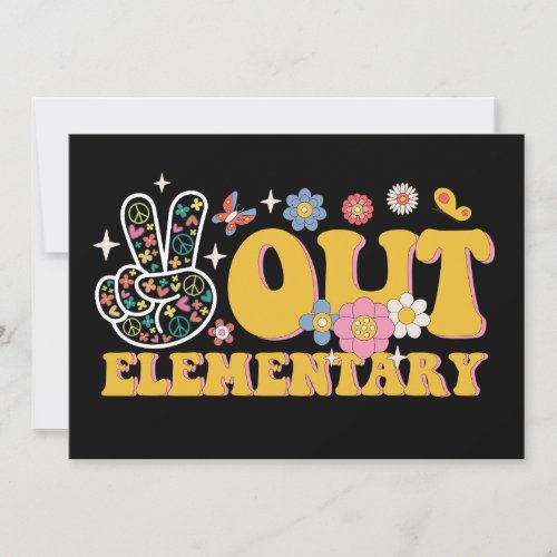 Peace Out Elementary Groovy Last Day Of School Invitation