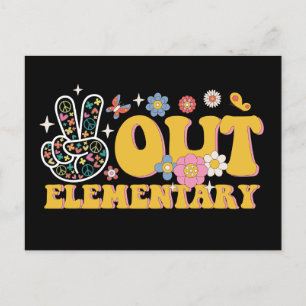 Peace Out Elementary Groovy Last Day Of School Postcard