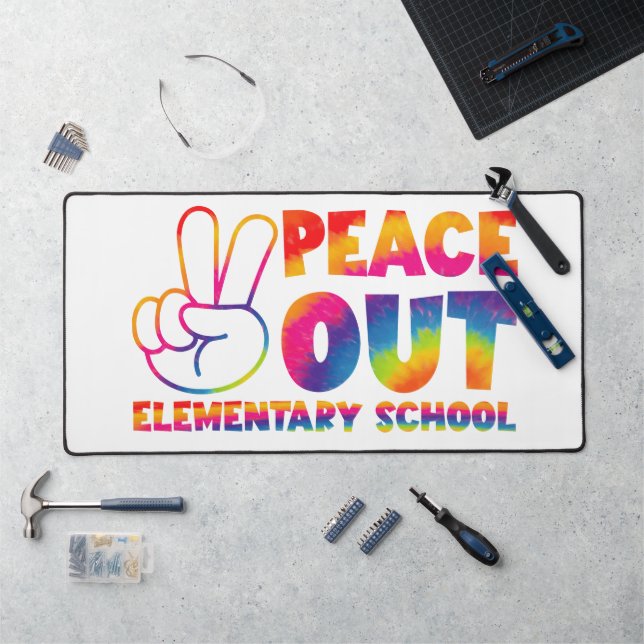 Peace Out Elementary School Tie Dye Last Day  Desk Mat (Workstation)