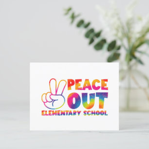 Peace Out Elementary School Tie Dye Last Day Postcard