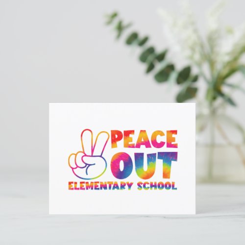 Peace Out Elementary School Tie Dye Last Day  Postcard
