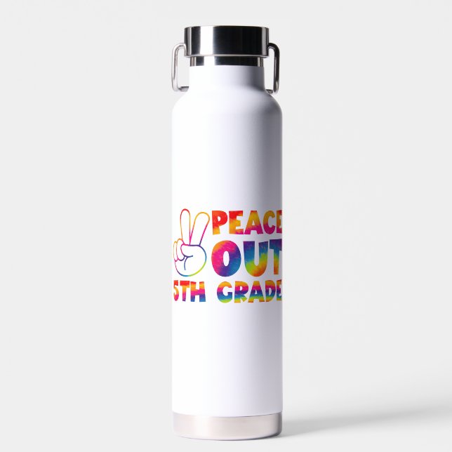 Peace Out Fifth Grade Tie Dye Last Day 5th Grade  Water Bottle (Front)