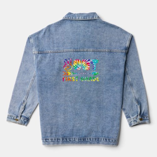 Peace out First Grade Tie Dye Design Matching Gift Denim Jacket