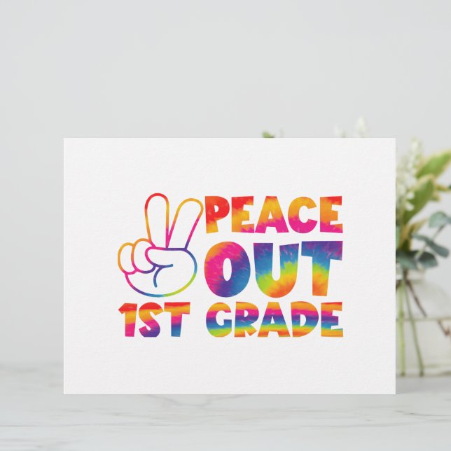 Peace Out First Grade Tie Dye Last Day 1st Grade  Letterhead (Standing Front)
