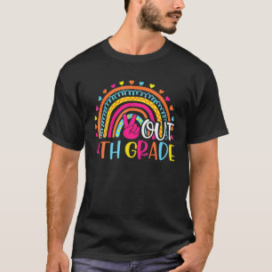 Peace Out Fourth 4Th Grade Rainbow Happy Last Day T-Shirt