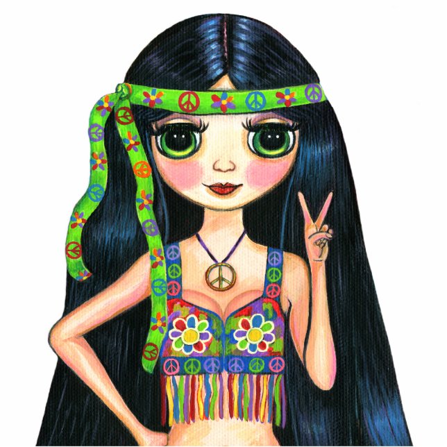 Peace Out Girl Hippie Flashing Peace Sign Cutout (Front)