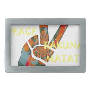 Peace Out: Hakuna Matata Vibes Sign Rectangular Belt Buckle