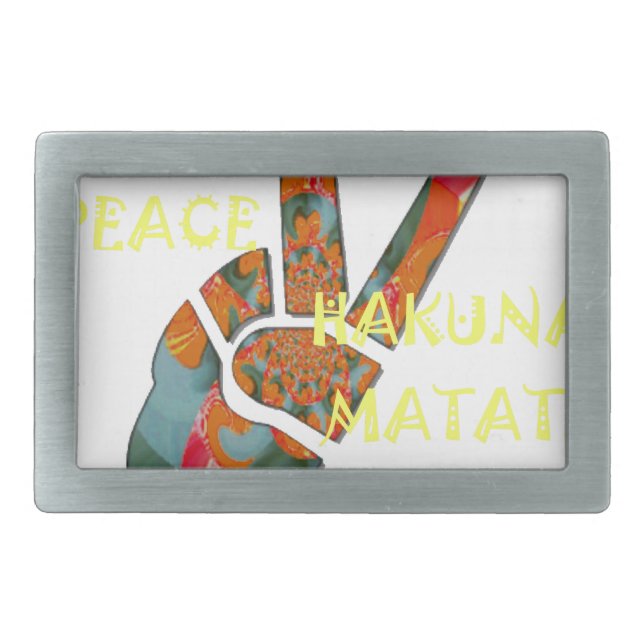 Peace Out: Hakuna Matata Vibes Sign Rectangular Belt Buckle (Front)