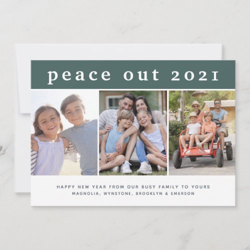 Peace Out  Happy New Year Photo Holiday Card