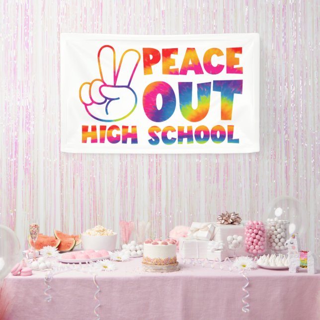 Peace Out High School Tie Dye Last Day Of School Banner (Party)
