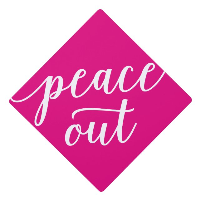 Peace Out in Pink Graduation Cap Topper (Front)