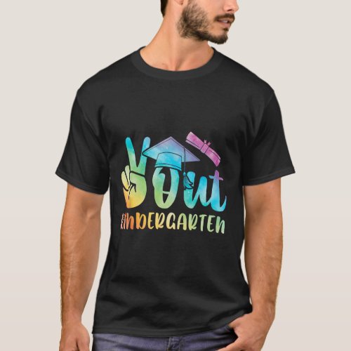 Peace Out Kindergarten Graduation 2024 Tie Dye Kid T_Shirt