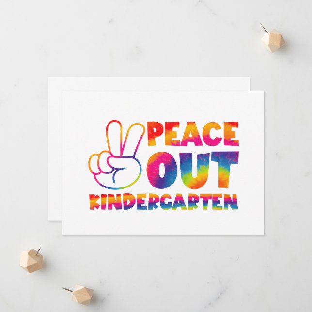 Peace Out Kindergarten Tie Dye Last Day Of School Announcement (Front/Back In Situ)