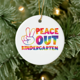 Peace Out Kindergarten Tie Dye Last Day Of School Ceramic Ornament
