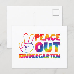 Peace Out Kindergarten Tie Dye Last Day Of School Postcard