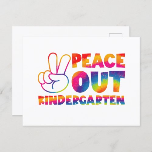 Peace Out Kindergarten Tie Dye Last Day Of School Postcard