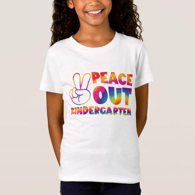 Peace Out Kindergarten Tie Dye Last Day Of School T-Shirt (Front)