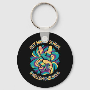 Peace Out Middle Hello High School School Tie Dye  Keychain