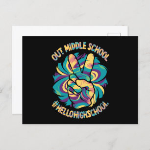 Peace Out Middle Hello High School School Tie Dye Postcard
