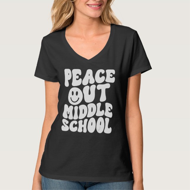 Peace Out Middle School Groovy Hippie Last Day of  T-Shirt (Front)