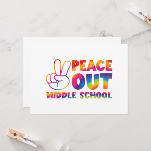 Peace Out Middle School Tie Dye Last Day Of School Invitation