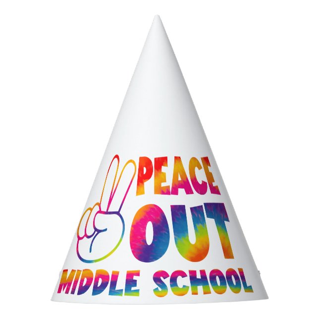 Peace Out Middle School Tie Dye Last Day Of School Party Hat (Front)