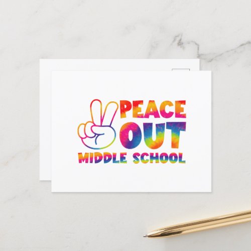 Peace Out Middle School Tie Dye Last Day Of School Postcard