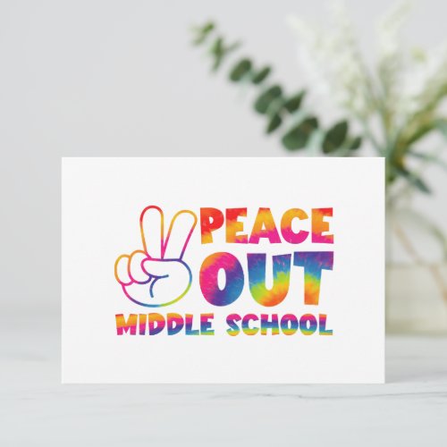 Peace Out Middle School Tie Dye Last Day Of School Thank You Card