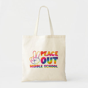 Peace Out Middle School Tie Dye Last Day Of School Tote Bag