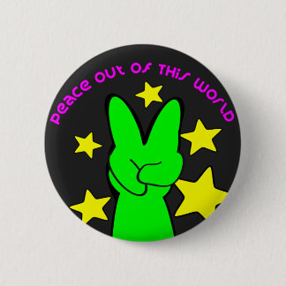 Peace Out Of This World Alien Button