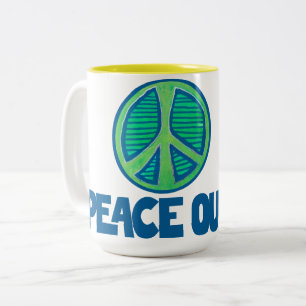 Peace Out Peace Sign Two-Tone Coffee Mug