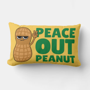 PEACE OUT PEANUT SASSY CUTE NUT  LUMBAR PILLOW