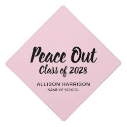 Peace Out Pink Graduation Cap Topper