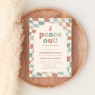 Peace Out Retro Groovy 70s Graduation Party Invitation