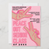Peace Out School Pink Neon Lights Graduation Announcement (Front)