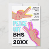 Peace Out School Pink Neon Lights Graduation Party Invitation (Front)
