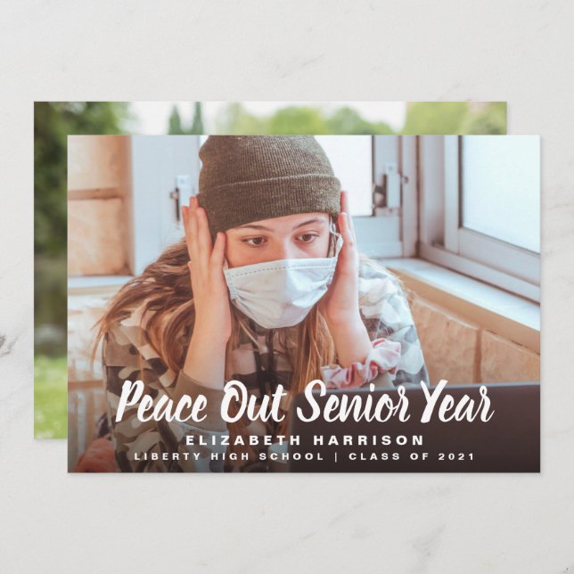 Peace Out Senior Year Photo Graduation Announcement (Front/Back)