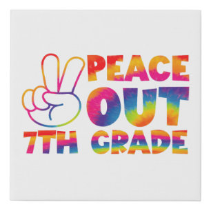 Peace Out Seventh Grade Tie Dye Last Day 7th Grade Faux Canvas Print